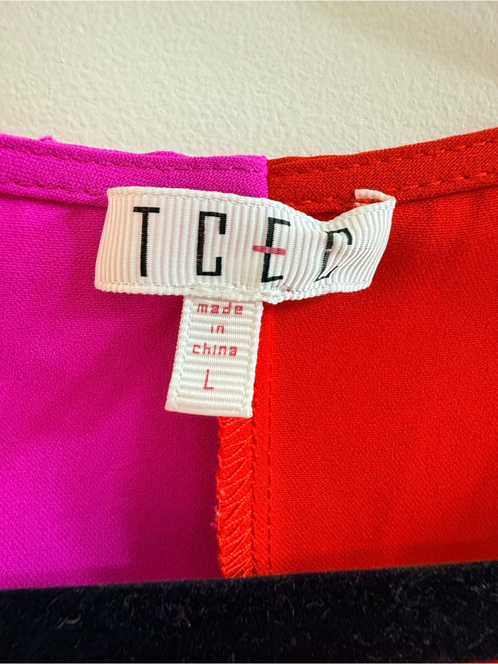 TCEC Two-Tone Pink and Red Long Sleeve Surplice Wrap Bodysuit - Size L - Picture 2 of 10